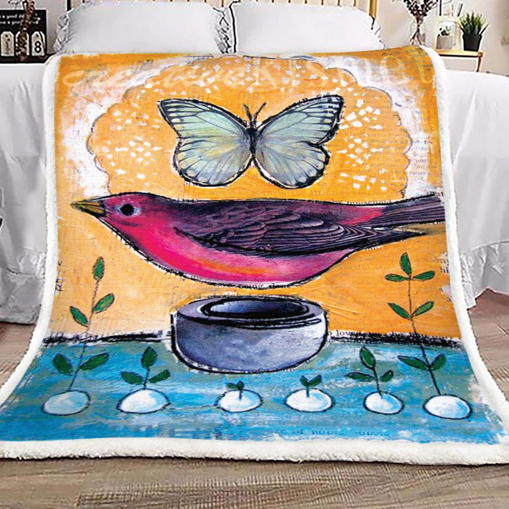 Bird Sherpa Fleece Blanket