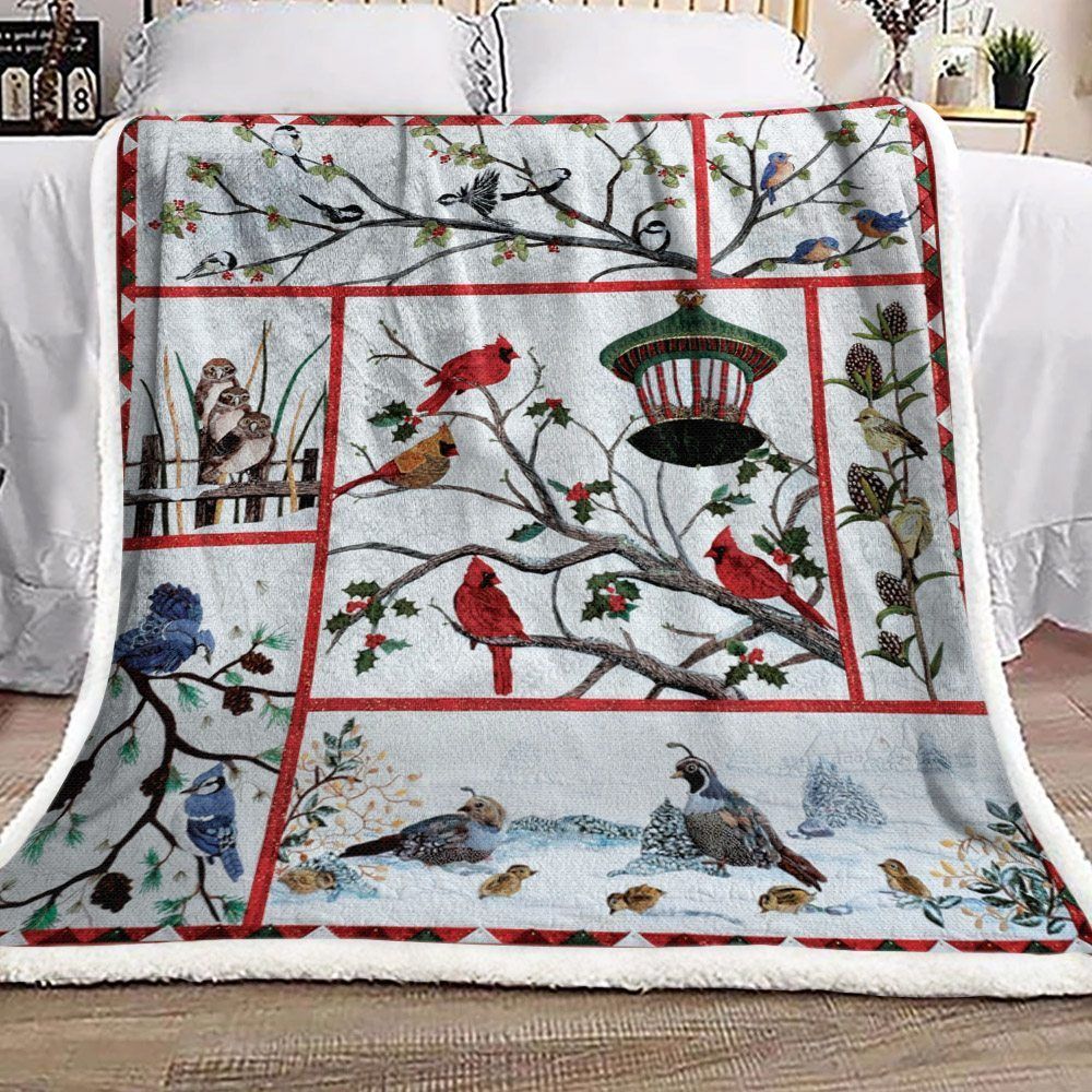 Bird Sherpa Fleece Blanket