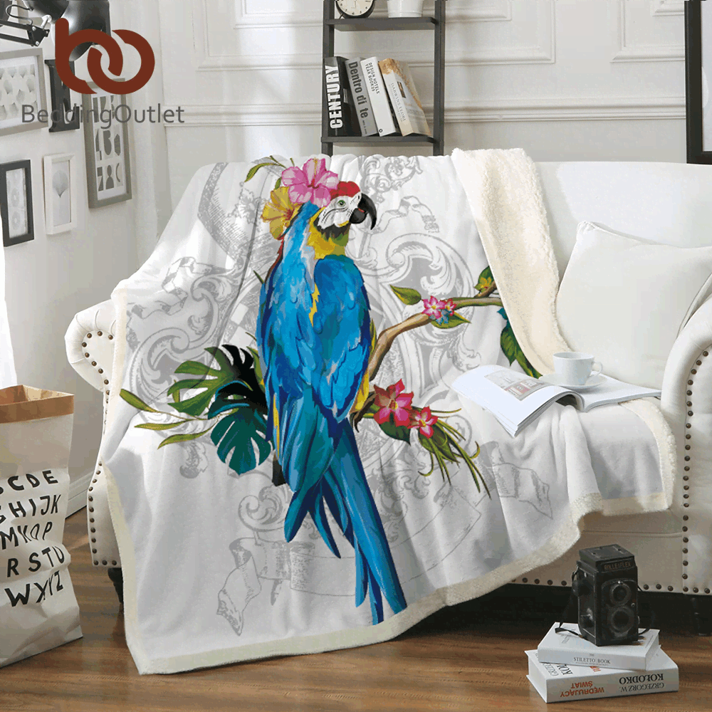 Bird Morning Glories Sherpa Fleece Blanket
