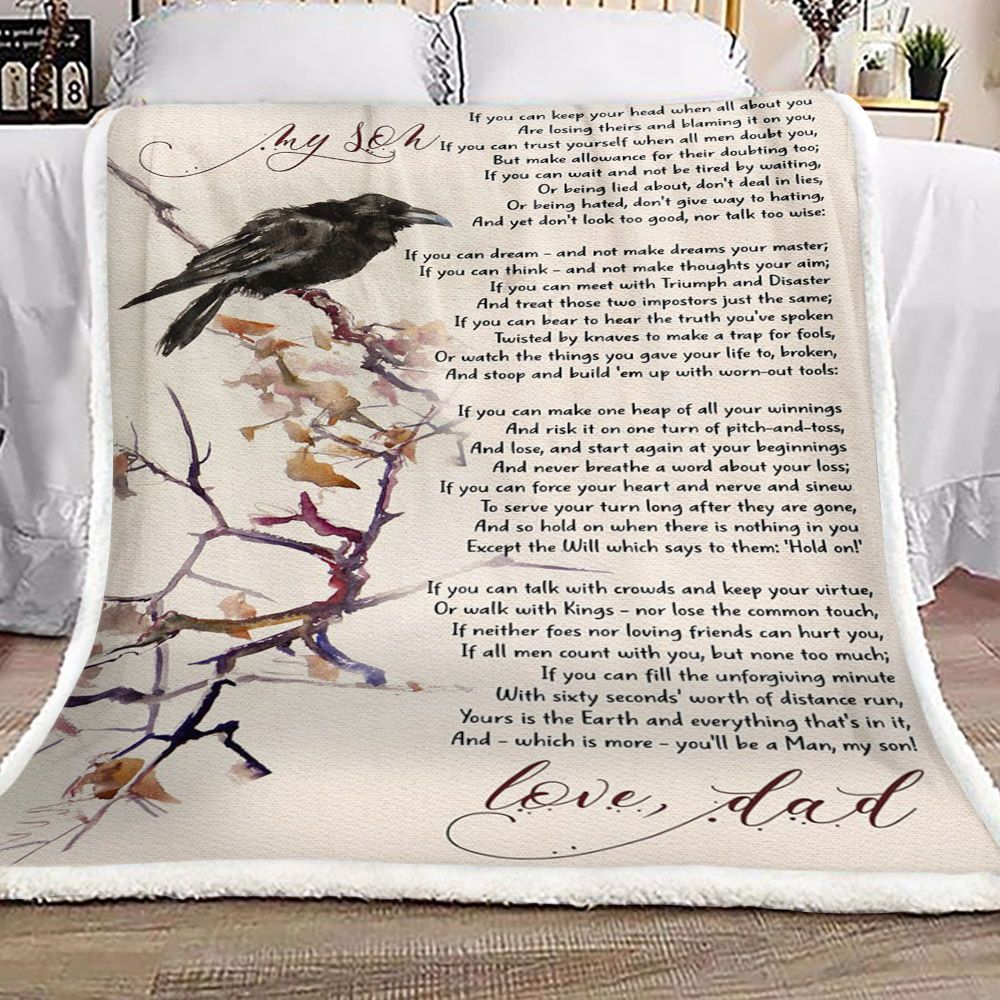 Bird My Son From Dad Sherpa Fleece Blanket