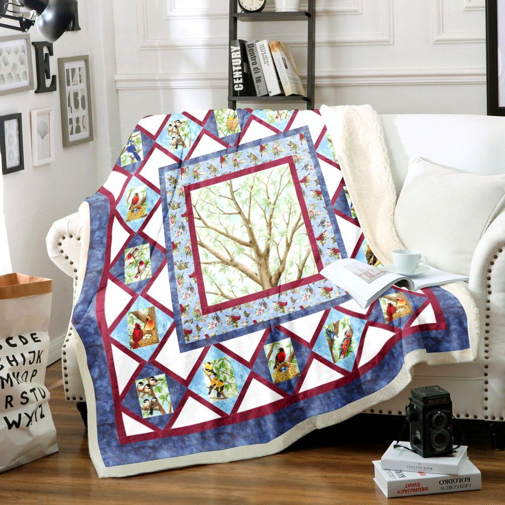 Bird Sherpa Fleece Blanket