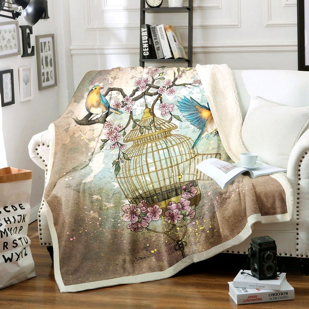 Bird Sherpa Fleece Blanket