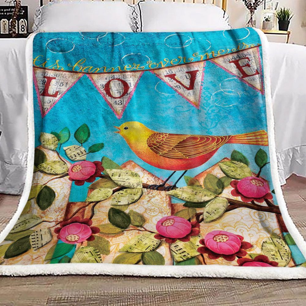 Bird Sherpa Fleece Blanket