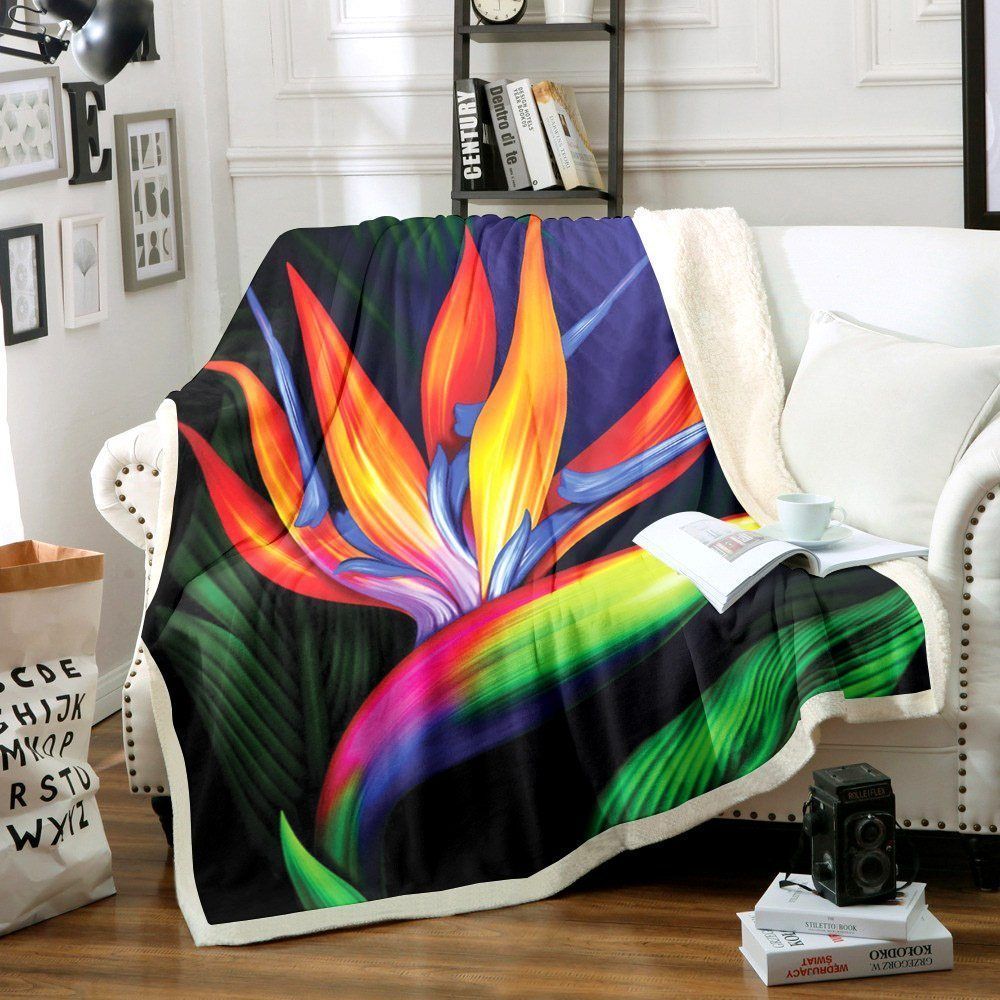 Bird Of Paradise Flower Sherpa Fleece Blanket