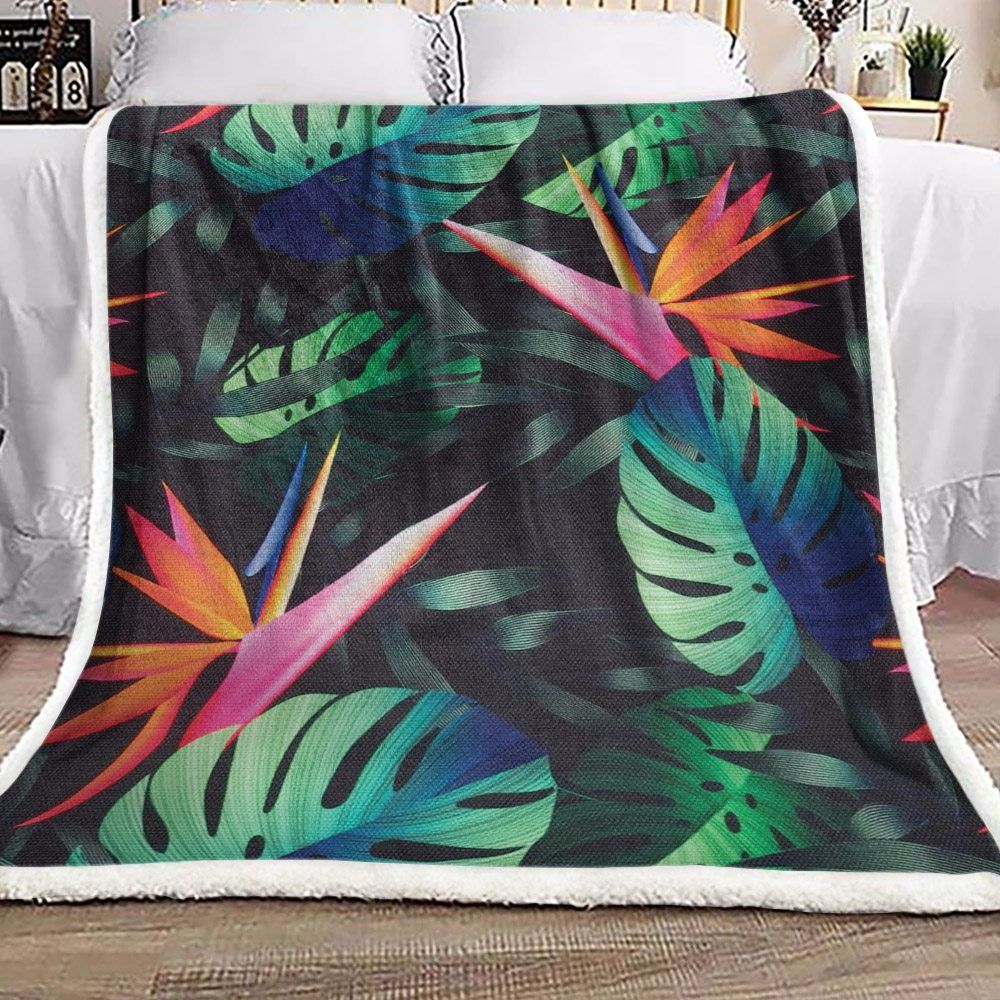 Bird Of Paradise Flower Sherpa Fleece Blanket