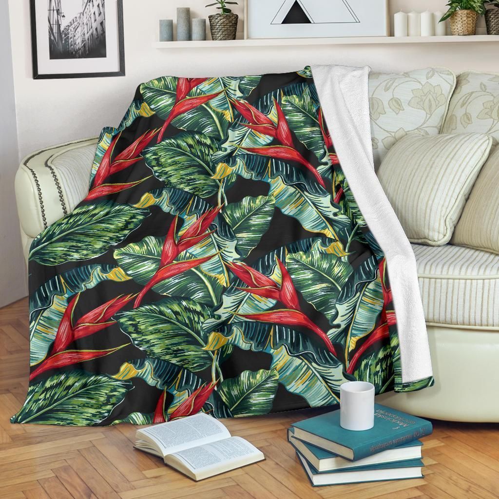 Bird Of Paradise Palm Tree Pattern Print Design Fleece Blanket