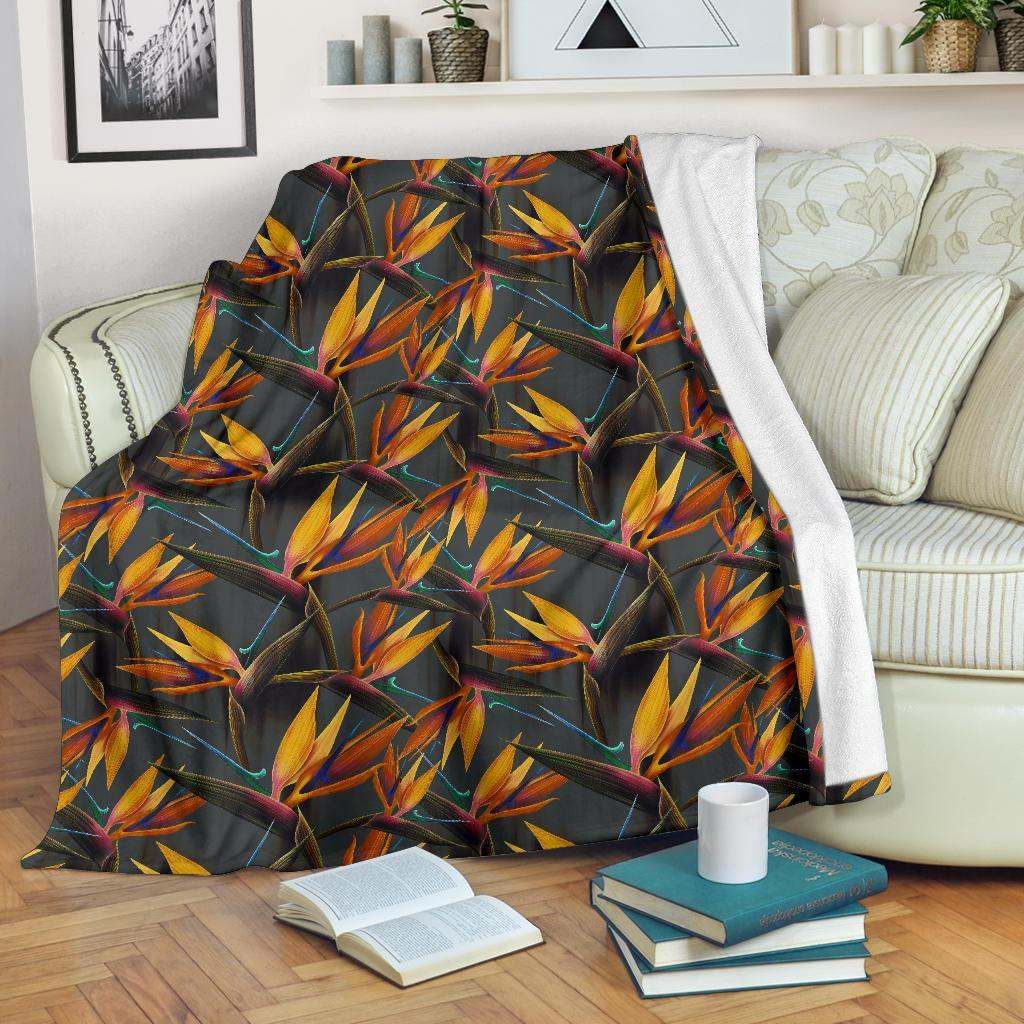 Bird Of Paradise Pattern Sherpa Fleece Blanket