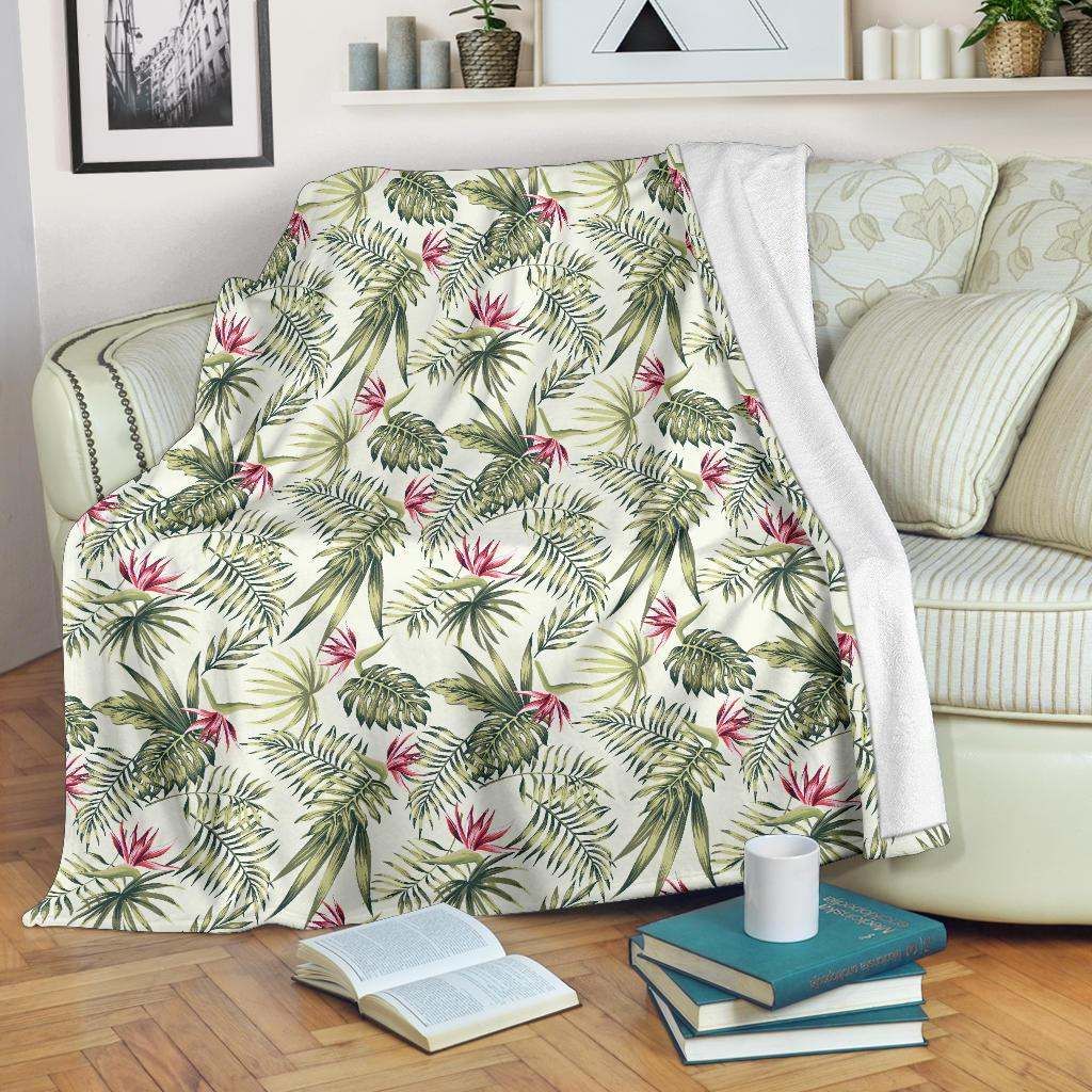 Bird Of Paradise Pattern Sherpa Fleece Blanket