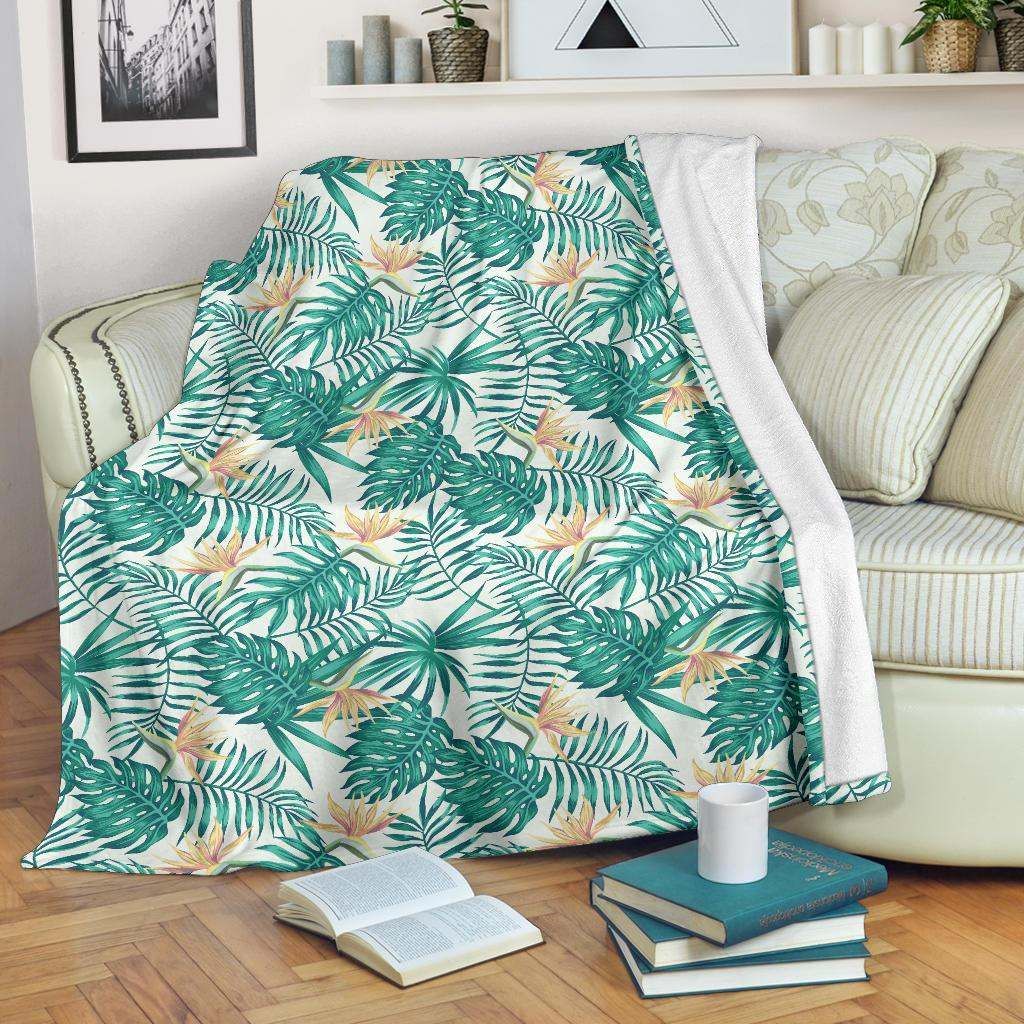 Bird Of Paradise Pattern Sherpa Fleece Blanket