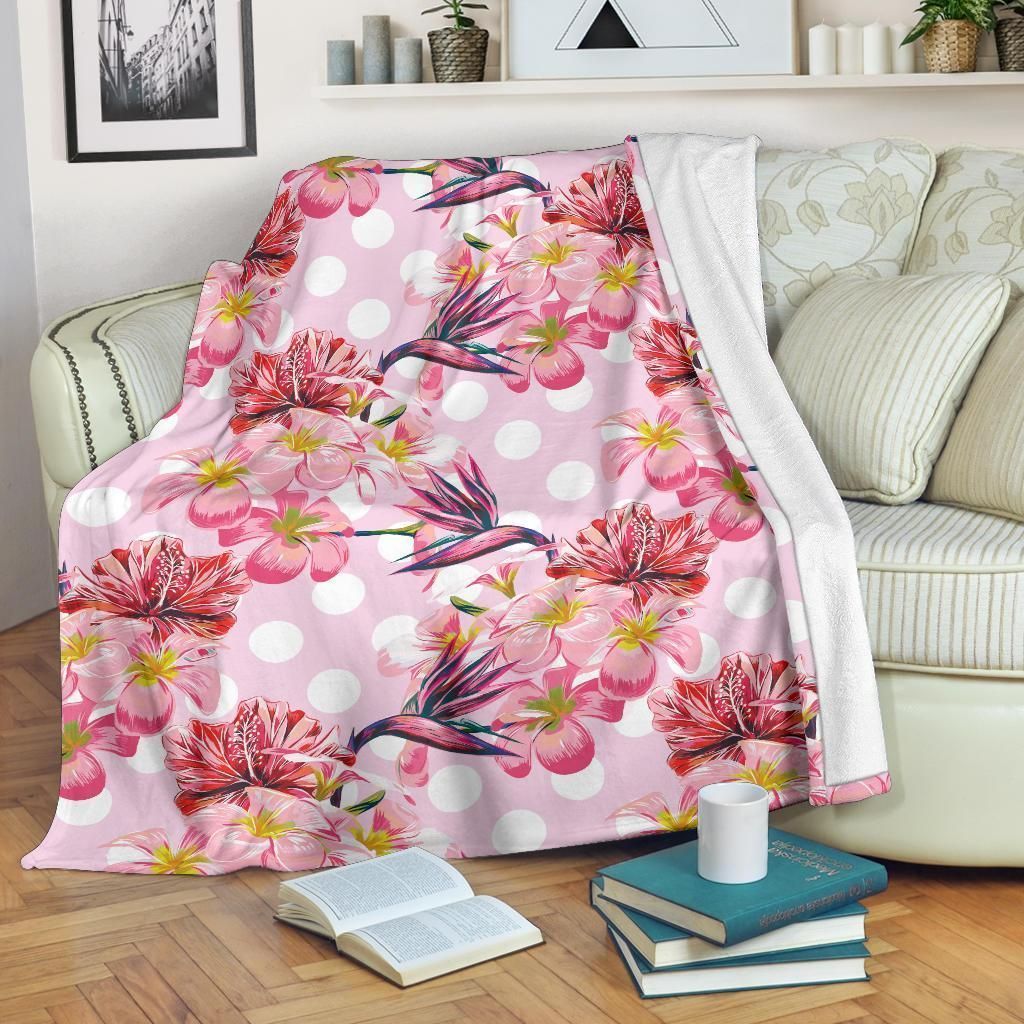 Bird Of Paradise Pattern Print Design Polka Dot Fleece Blanket