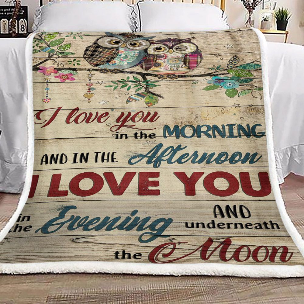 Bird Owl Moon Sherpa Fleece Blanket
