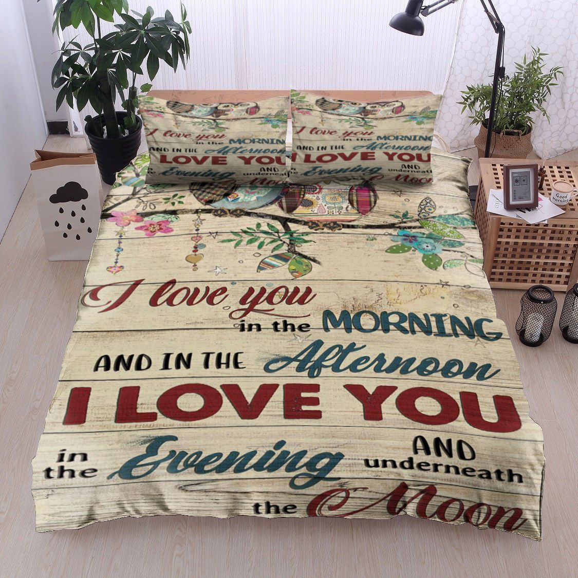 Bird Owl Moon Bedding Set