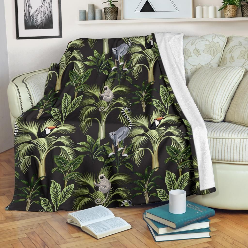 Bird Rainforest Pattern Print Design Fleece Blanket