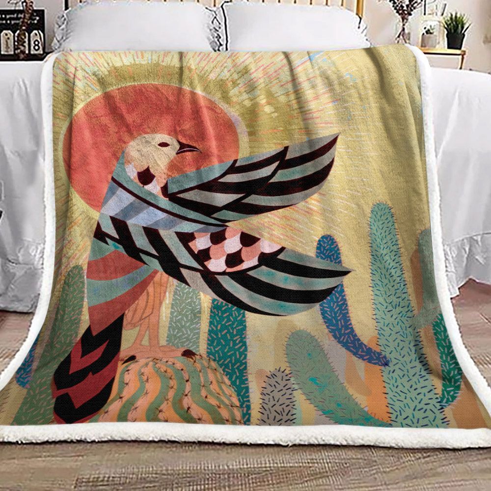Bird Rise With The Sun Sherpa Fleece Blanket