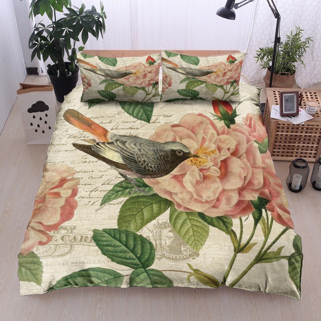 Bird Rose Bedding Set