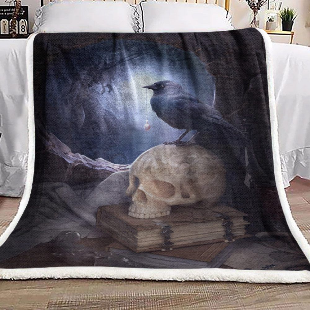 Bird Skull Sherpa Fleece Blanket