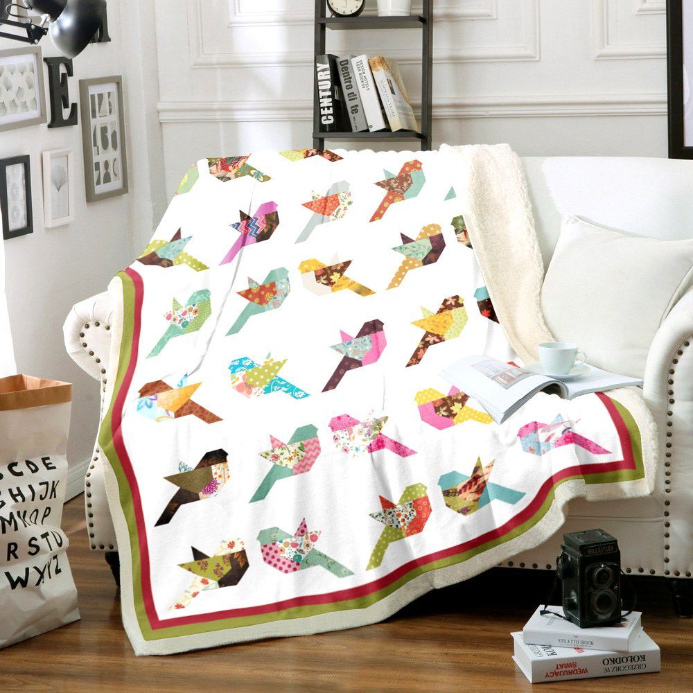 Bird Sherpa Fleece Blanket