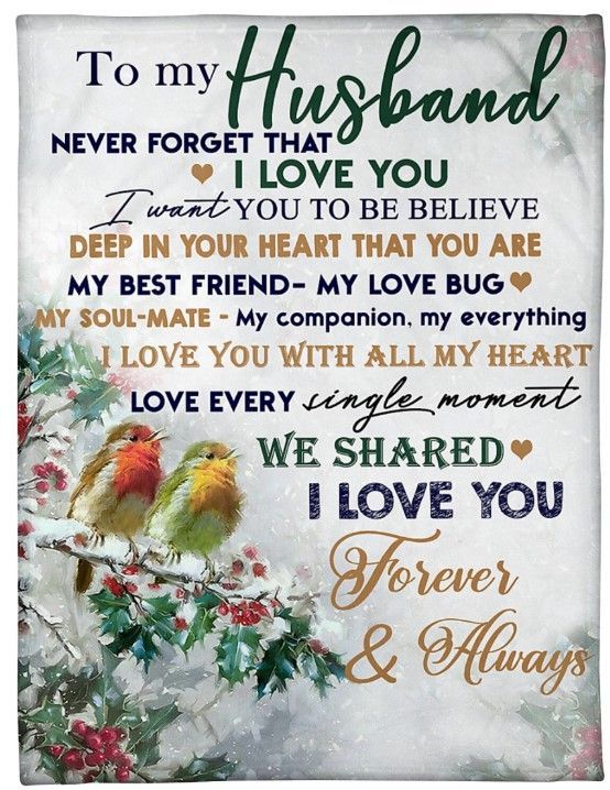 Bird To My Husband Never Forget That I Love You Sherpa Fleece Blanket
