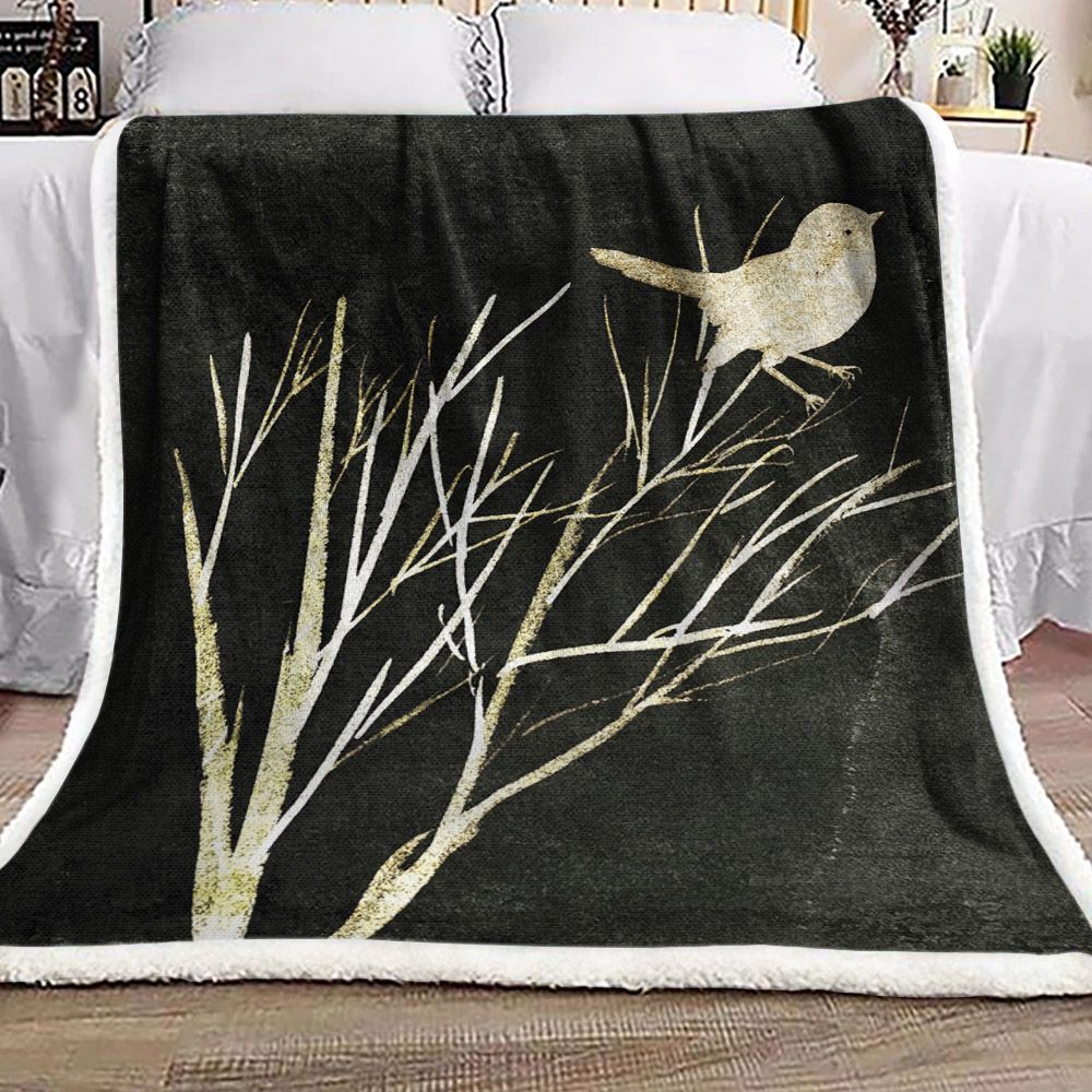 Bird Tree Sherpa Fleece Blanket