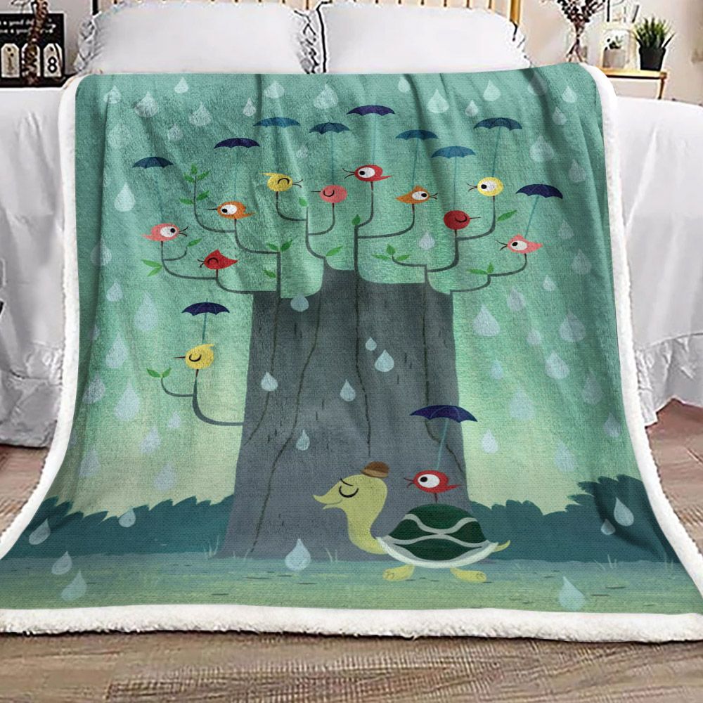 Bird Tree Sherpa Fleece Blanket