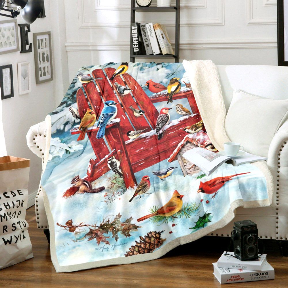 Bird Sherpa Fleece Blanket