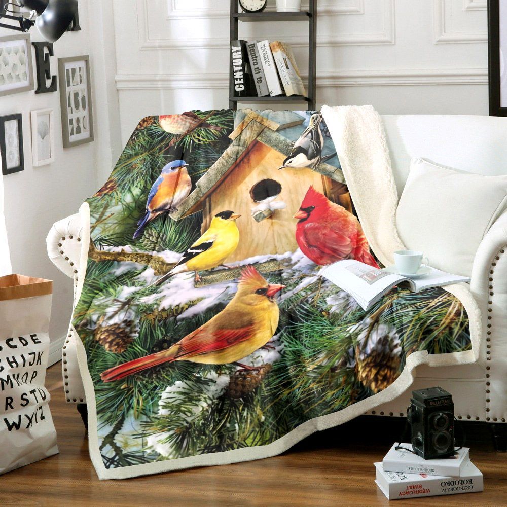 Bird Sherpa Fleece Blanket