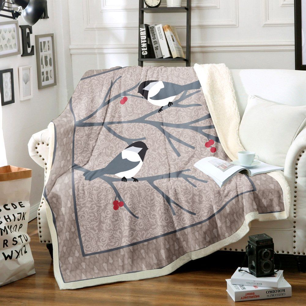 Bird Winter Sherpa Fleece Blanket