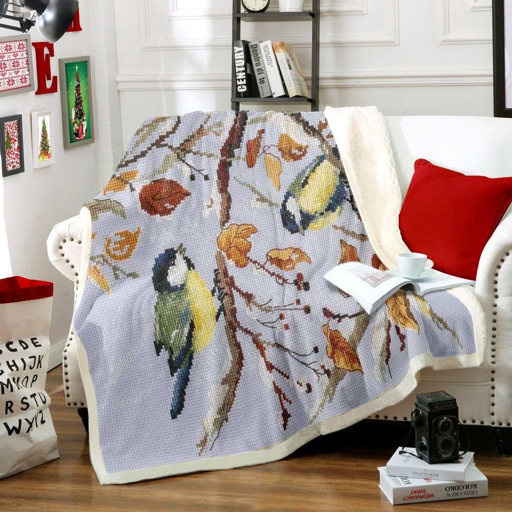 Bird Winter Sherpa Fleece Blanket
