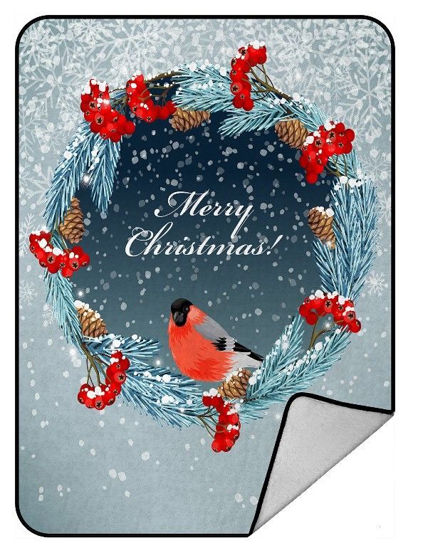 Bird Wreath Sherpa Fleece Blanket