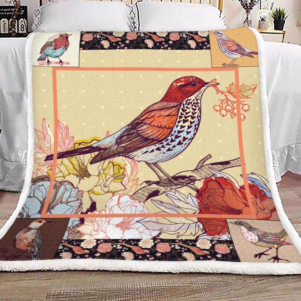 Bird Sherpa Fleece Blanket