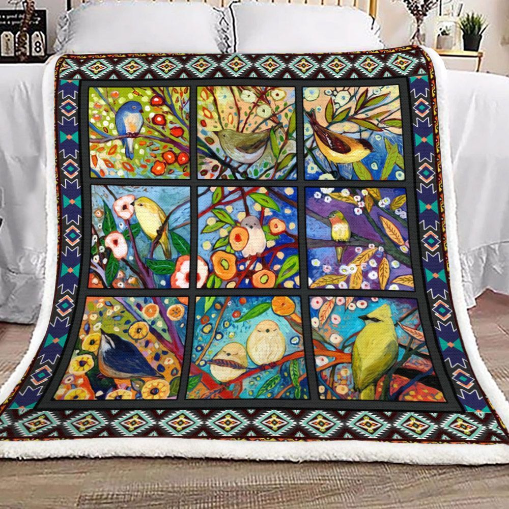 Bird Sherpa Fleece Blanket