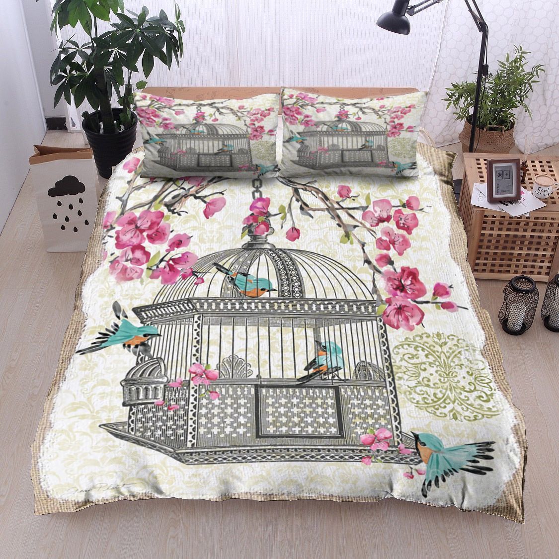 Birdcage And Flower Bedding Set