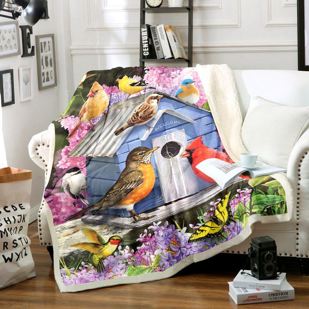 Birdhouse Sherpa Fleece Blanket
