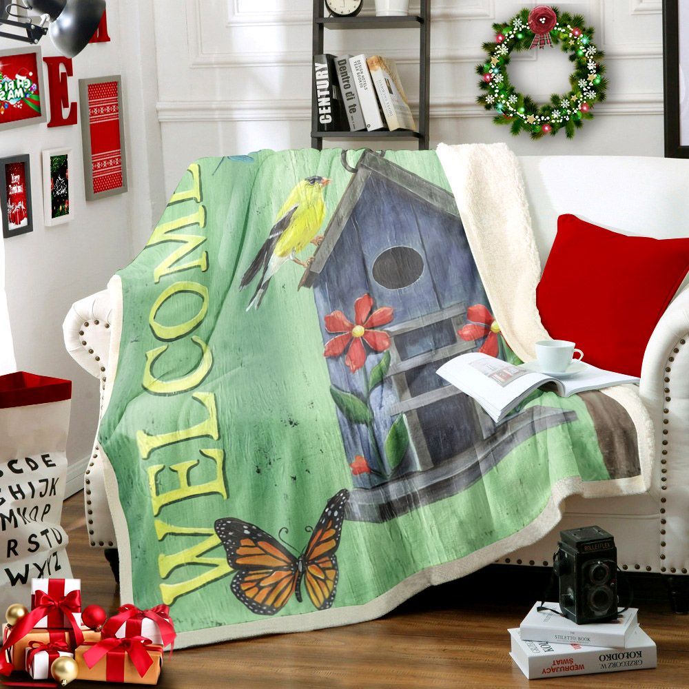 Birdhouse Sherpa Fleece Blanket