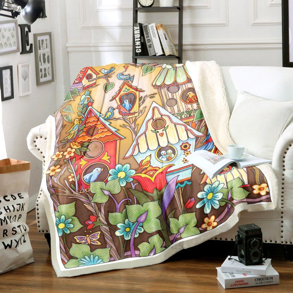 Birdhouse Sherpa Fleece Blanket