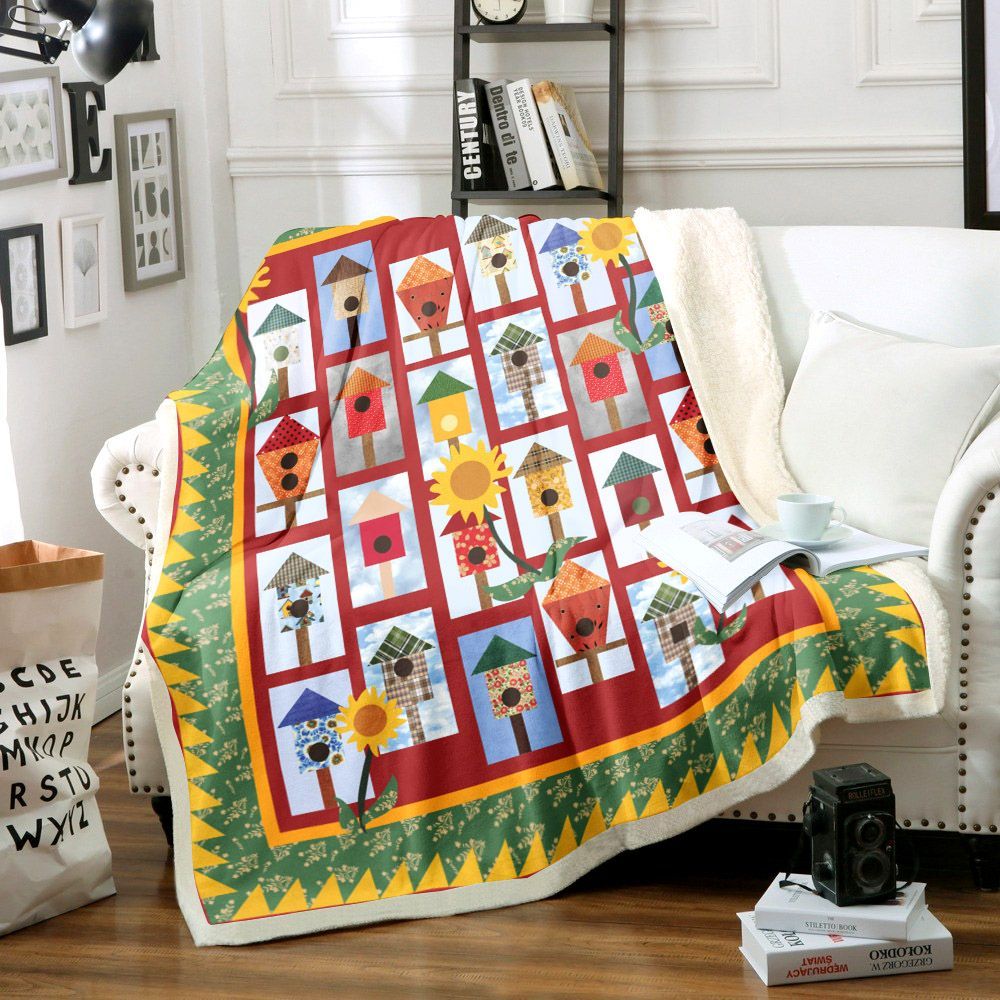 Birdhouse Sherpa Fleece Blanket