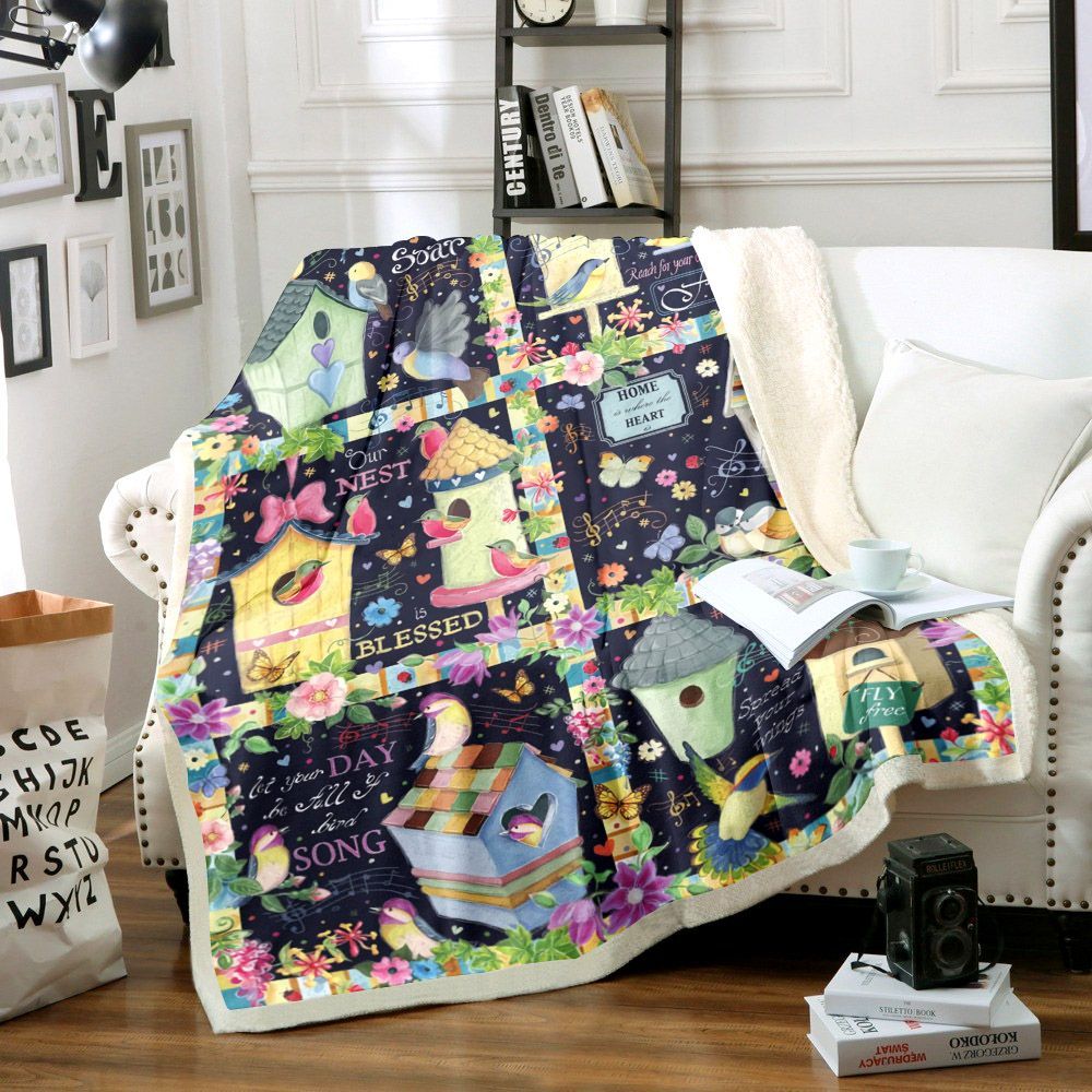 Birdhouse Sherpa Fleece Blanket
