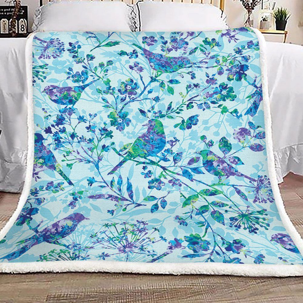 Birds And Wildflowers Sherpa Fleece