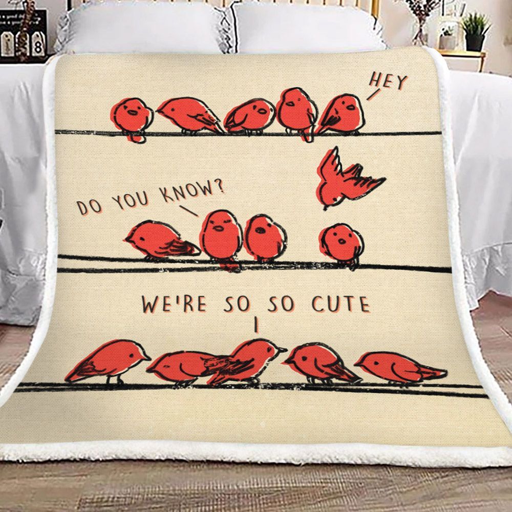 Birds Are Hanging Out Sherpa Fleece Blanket