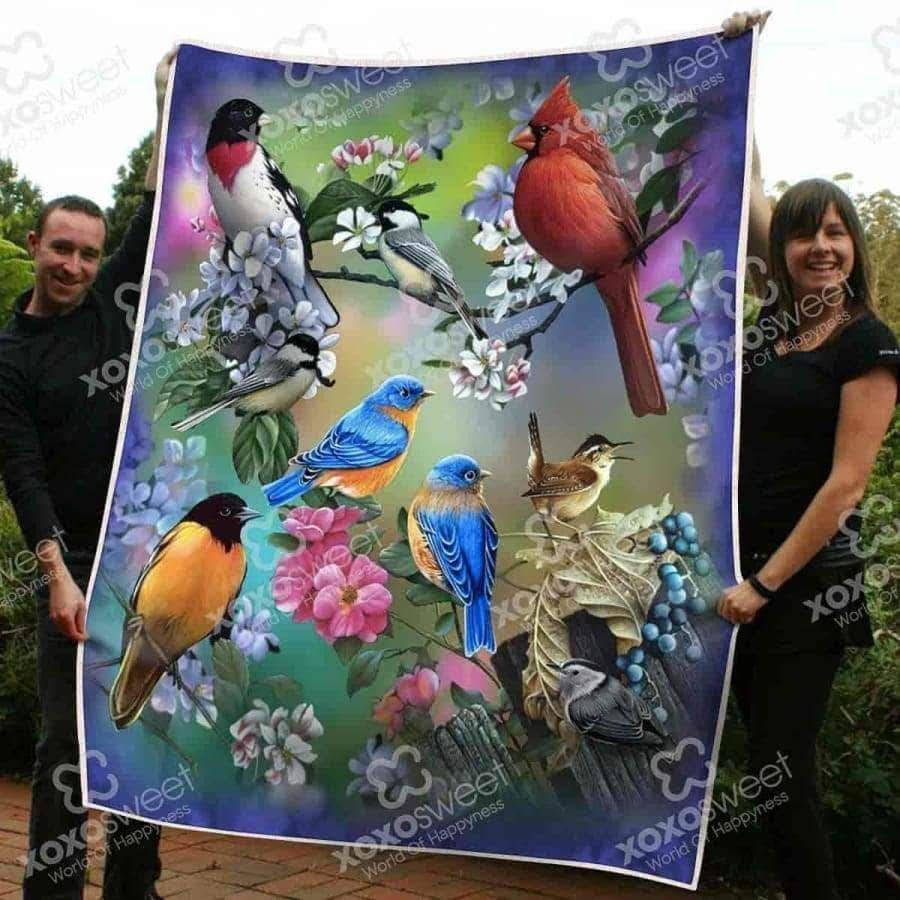Birds Family Sherpa Fleece Blanket