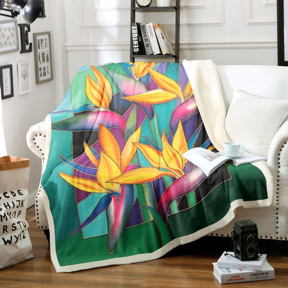 Birds Of Paradise Sherpa Fleece Blanket