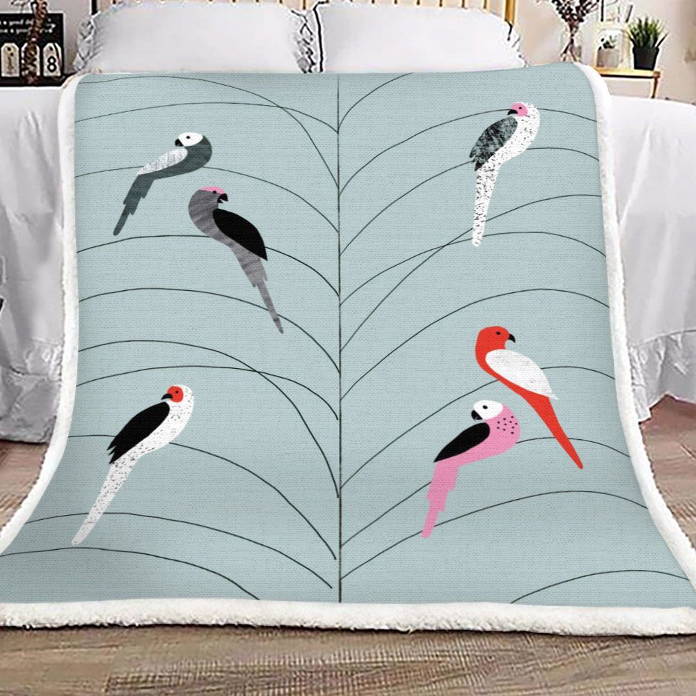 Birds On Branch Sherpa Fleece Blanket