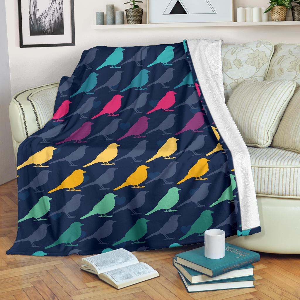 Birds Pattern Sherpa Fleece Blanket