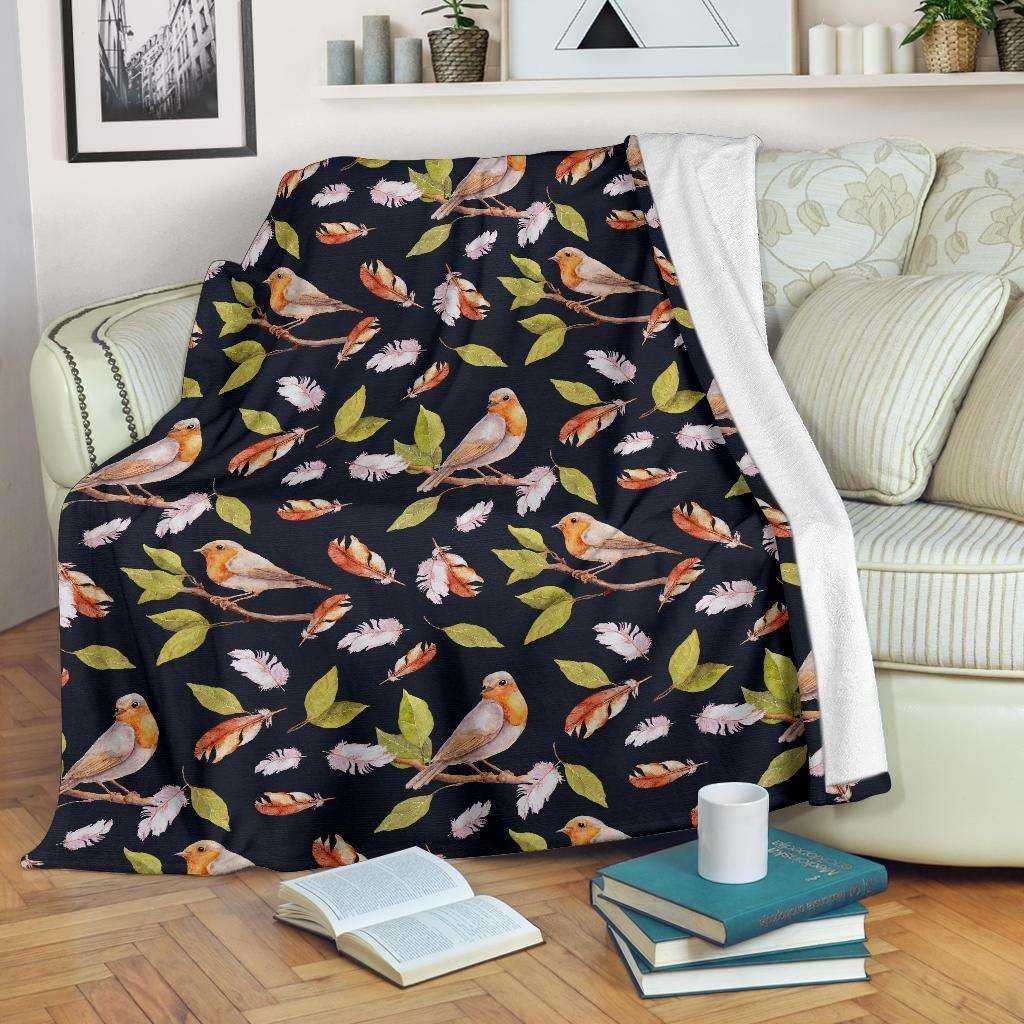 Birds Pattern Sherpa Fleece Blanket