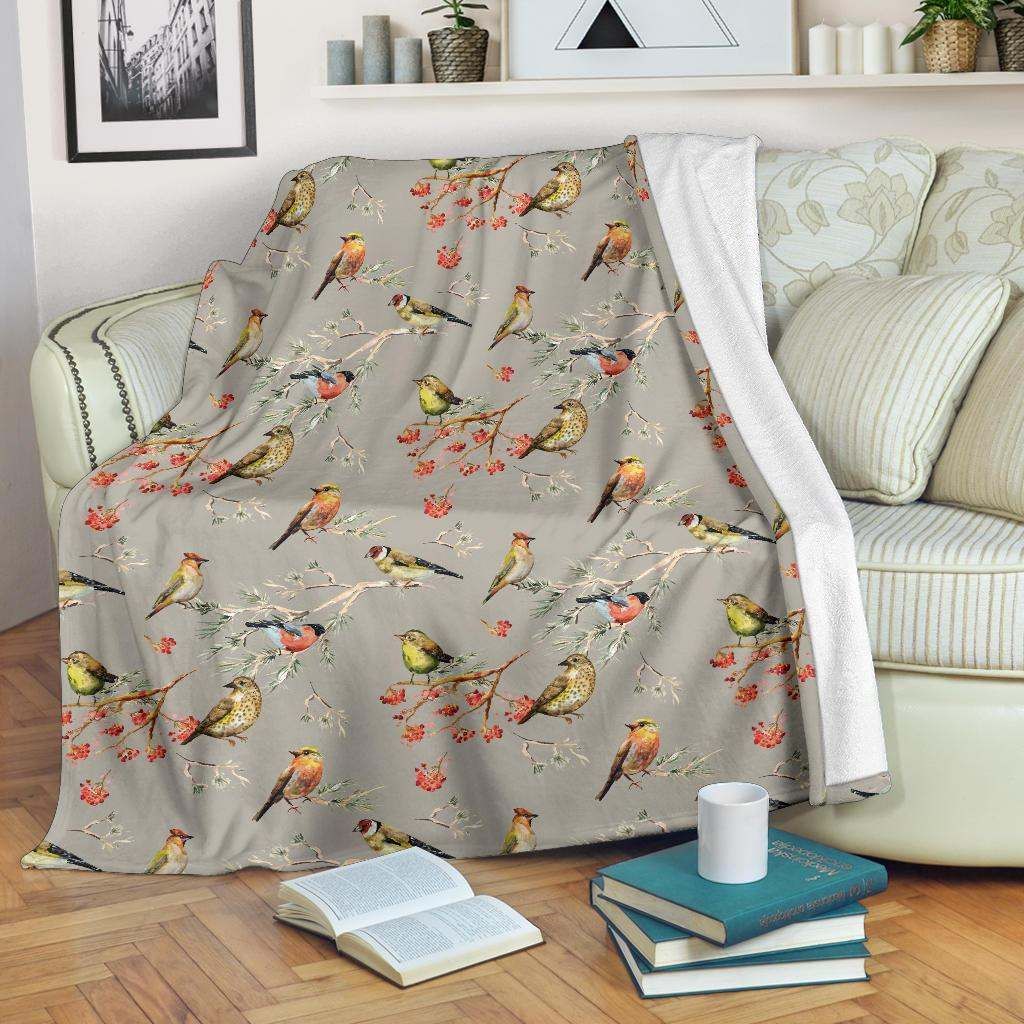 Birds Pattern Sherpa Fleece Blanket