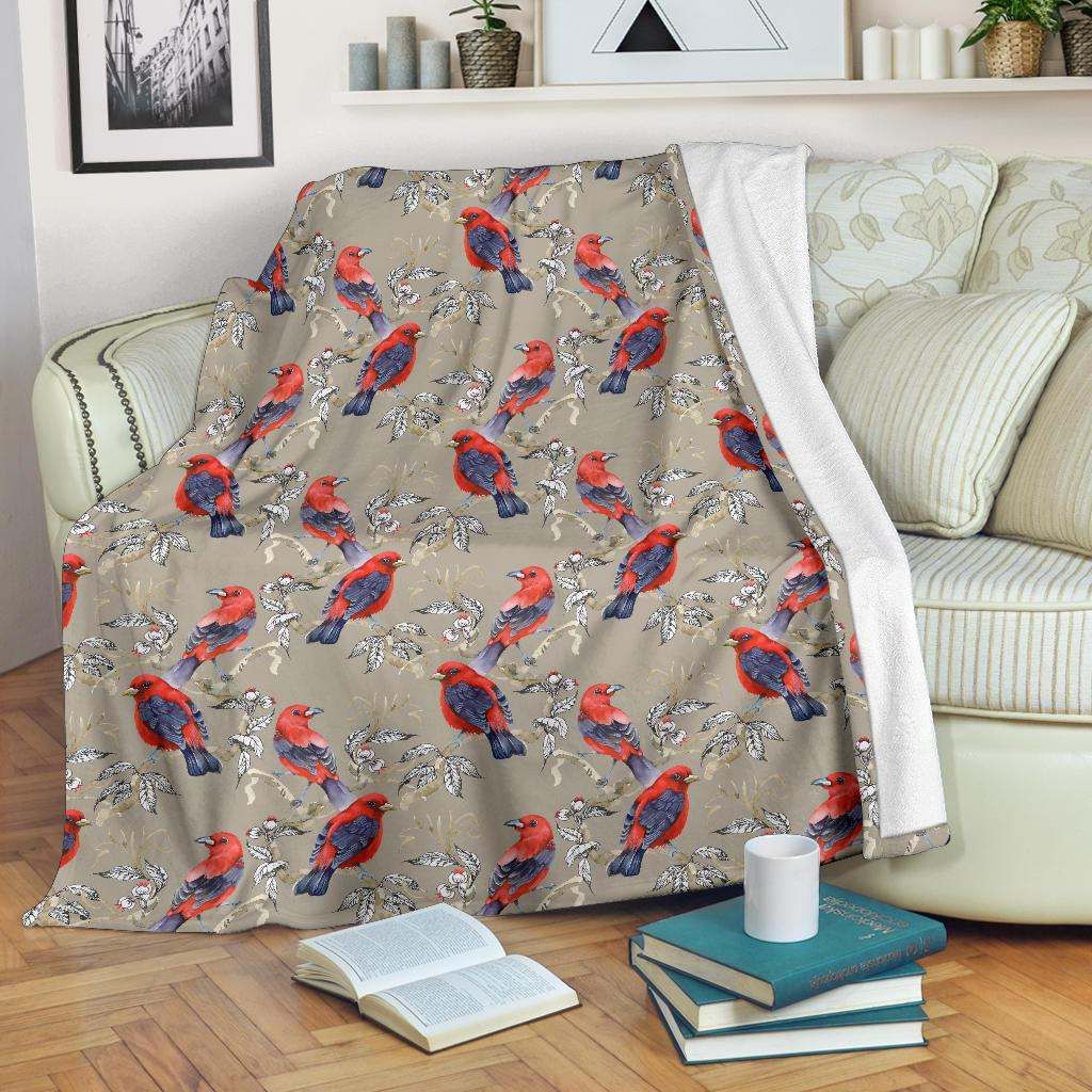 Birds Pattern Sherpa Fleece Blanket