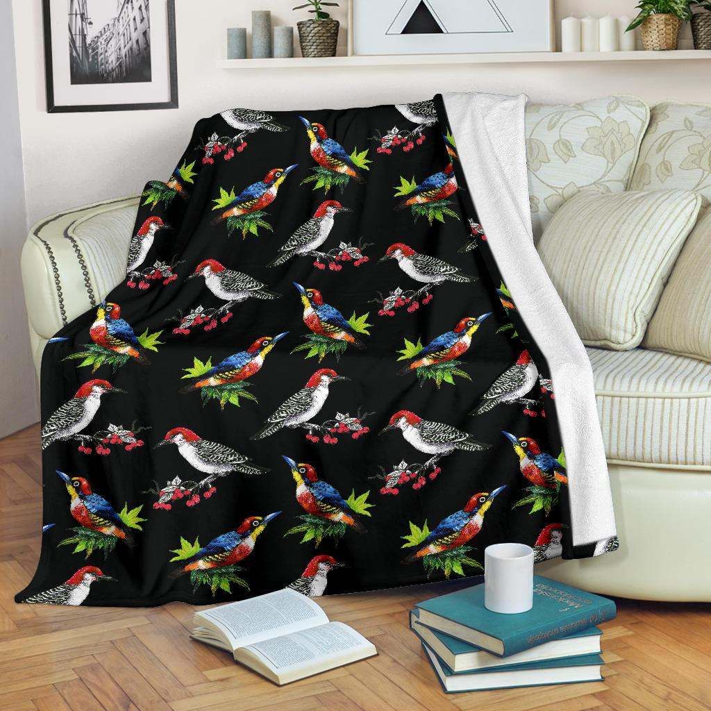 Birds Pattern Sherpa Fleece Blanket