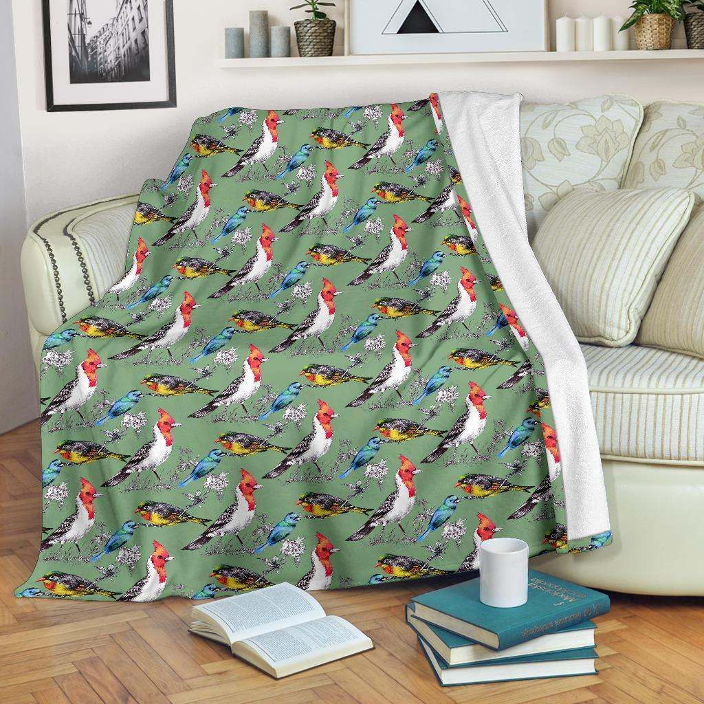 Birds Pattern Sherpa Fleece Blanket