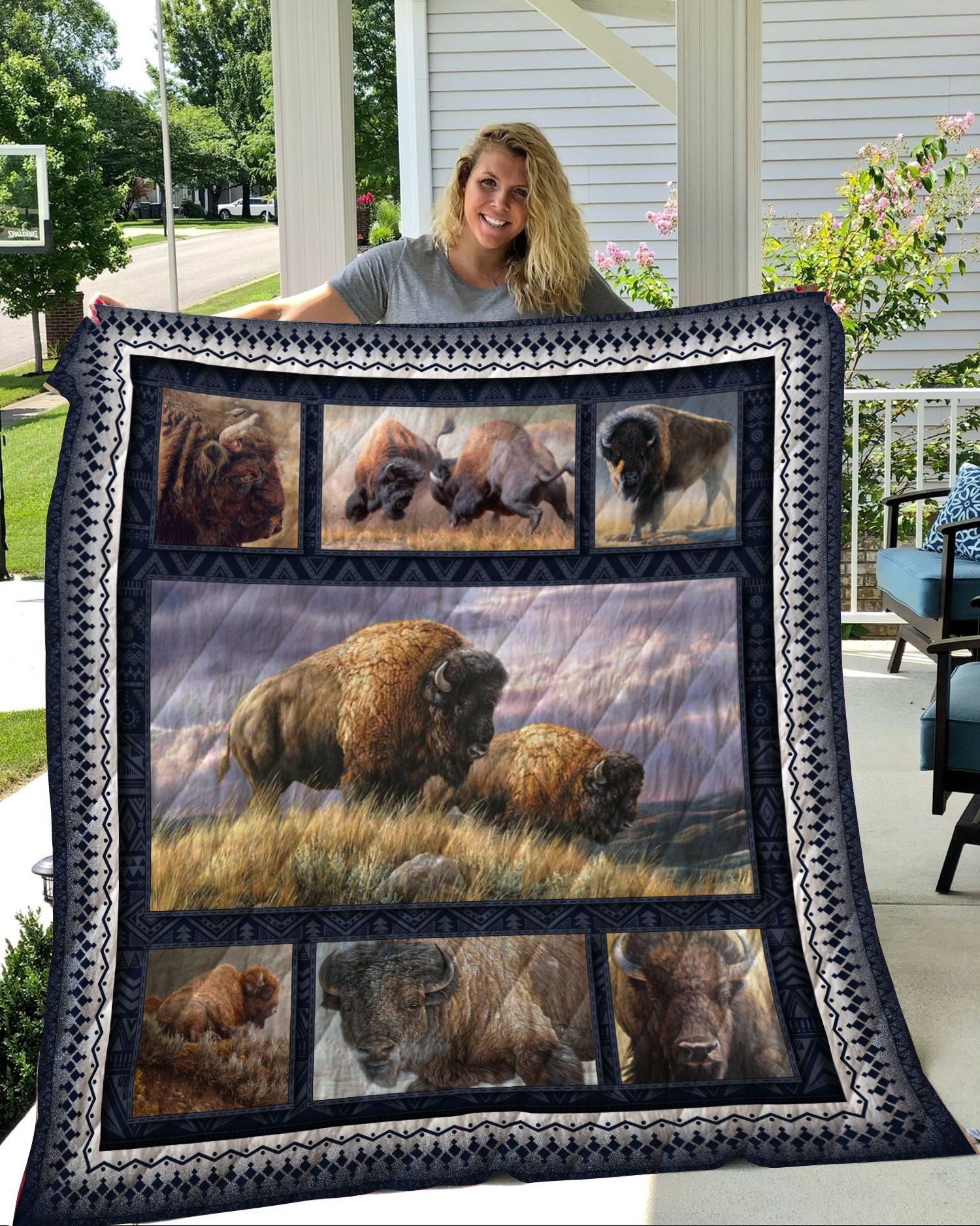 Bison Sherpa Fleece Blanket