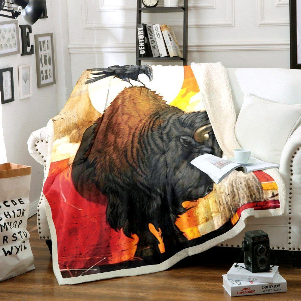 Bison Sherpa Fleece Blanket